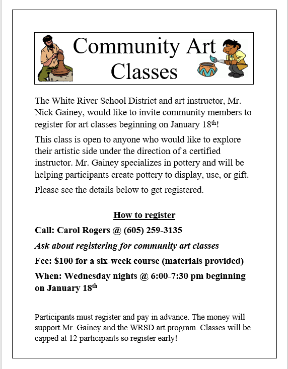 Community Art Classes Flyer