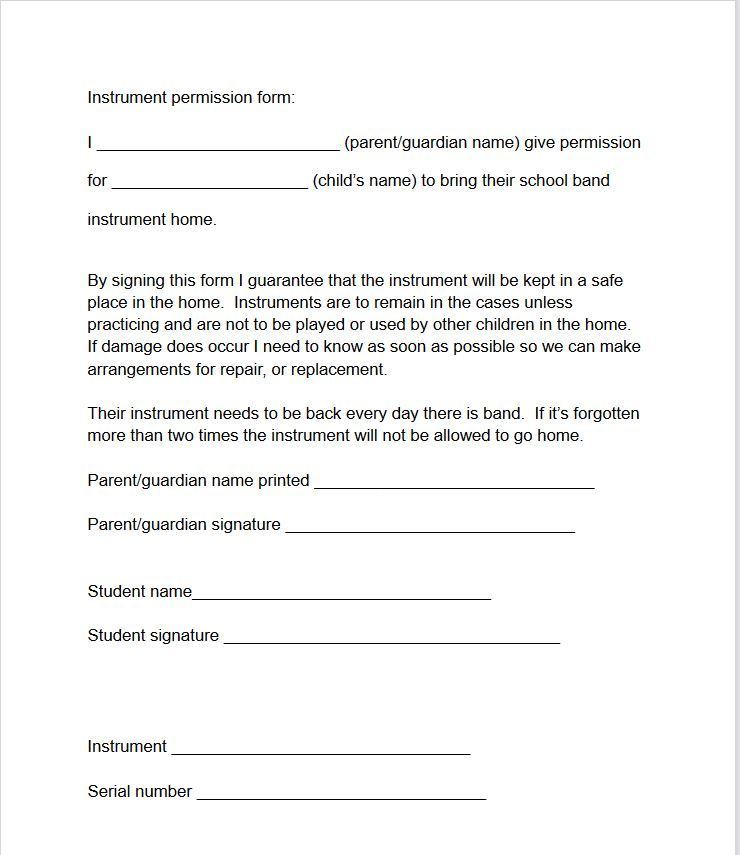 Instrument Permission Form